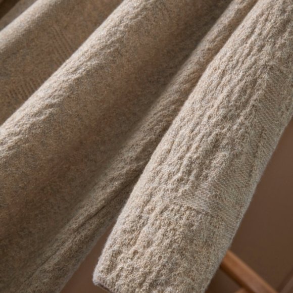 Gold silk wool knit cardigan shawl coat - Picture 5 of 10